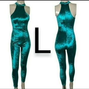 🆕Turquoise Velvet Going Out Jumpsuit~SIZE L